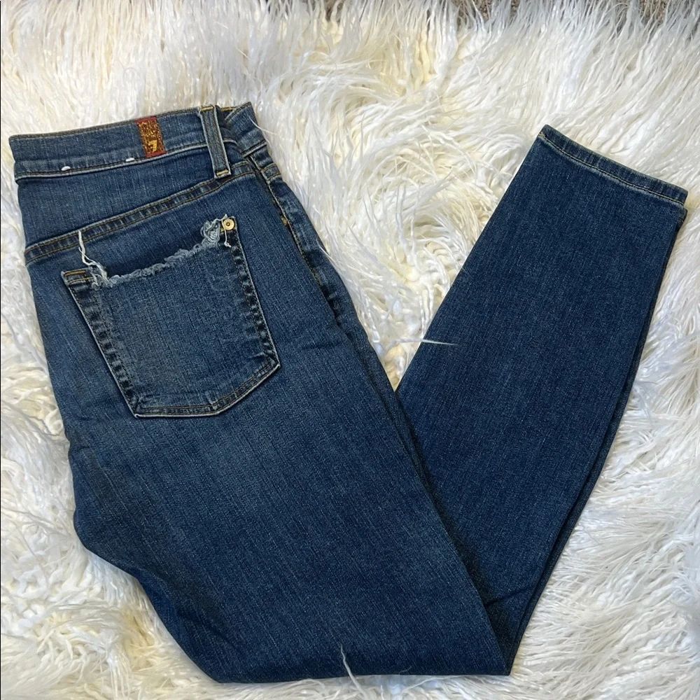 * 7 For All Mankind the Ankle Medium Blue Skinny Jeans